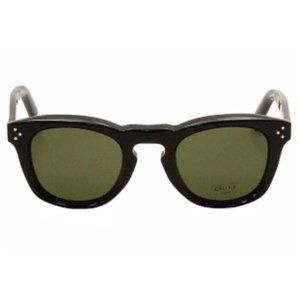 Céline Bevel Square Green Lens Black Sunglasses